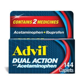 Advil Dual Action With Acetaminophen Pain and Headache Reliever Ibuprofen Caplets;  144 Count