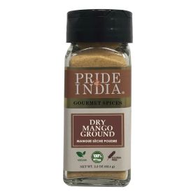 Pride Of India - Natural Dry Mango (Amchur) Powder - 2.4 oz (68 gm) Dual Sifter Jars, Vegan Sun, Dried Spice, Best for Chutneys, Soups