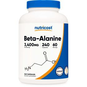 Nutricost Beta-Alanine Supplement Capsules 3400mg, 240 Capsules (60 Servings)
