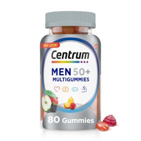 Centrum Men's Health 50 Plus Multivitamin Supplement Gummies, Assorted Fruit, 80 Count