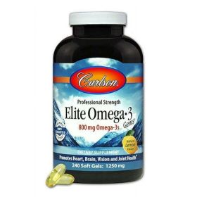 Carlson Labs Elite Omega-3 Fish Oil Gems Softgels, 1250 Mg, 240 Ct