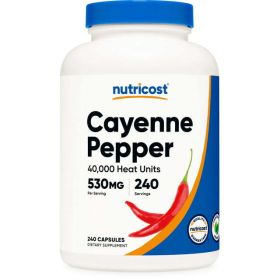 Nutricost Cayenne Pepper 530mg, 240 Capsules - Gluten Free, Non-GMO Supplement