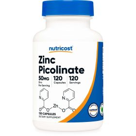 Nutricost Zinc Picolinate 50mg, 120 Vegetarian Capsules - Non-GMO Supplement