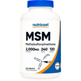 Nutricost MSM Tablets (Methylsulfonylmethane) 2000mg, 120 Servings - Non-GMO Supplement