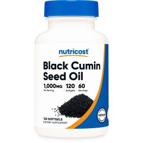 Nutricost Black Cumin Seed Oil Supplement - 120 Softgels, 1000mg per Serving, 60 Servings