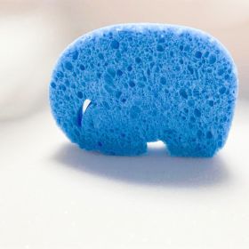 Cartoon Paddle Cotton Baby Bath Sponge Color Shaped Absorbent (Option: Blue Elephant)