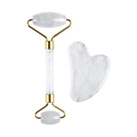 Jade Roller Heart-shaped Suit Crystal Massage (Option: White Crystal Suit)