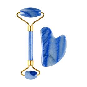Jade Roller Heart-shaped Suit Crystal Massage (Option: Blue Aventurine Suit)