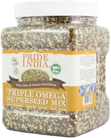 Pride Of India - Triple Omega Superseed Mix - Protein, Fiber, Calcium, Iron, Omega-3, Omega-6, Thiamin Rich Superfood w/Chia Flax & Sesame Seeds, (size: 2.75 LB)