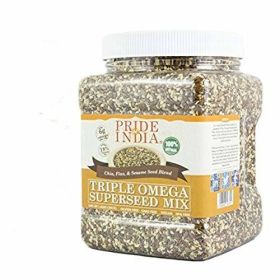 Pride Of India - Triple Omega Superseed Mix - Protein, Fiber, Calcium, Iron, Omega-3, Omega-6, Thiamin Rich Superfood w/Chia Flax & Sesame Seeds, (size: 1.5 LB)
