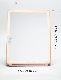 Large Cosmetic Mirror With Light Portable Make-up Rechargeable Folding Makeup (Option: Champagne gold-S)